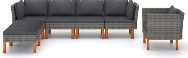 Polyrattan Kerti Ülőgarnitúra - 7 részes - Szürke