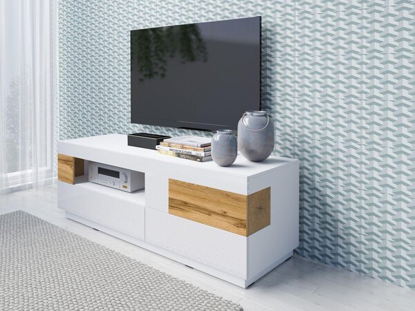 TV asztal Stacey Typ 41 (tölgy + magasfényű fehér)