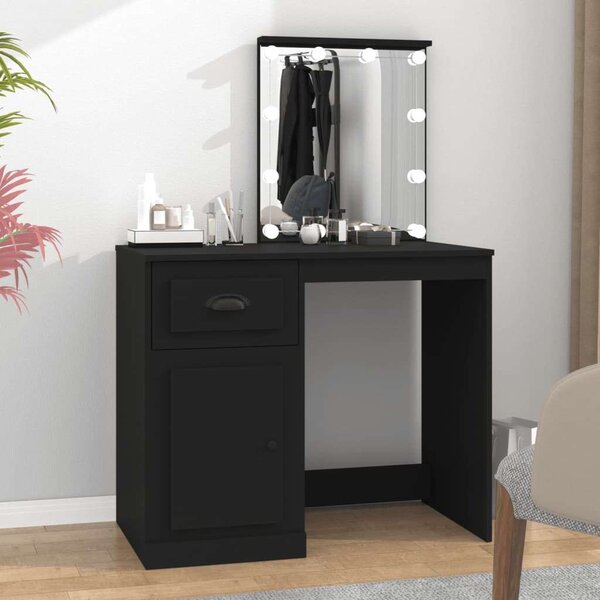 VidaXL Sminkasztal - Fekete Fa - LED - 90x50x132,5cm
