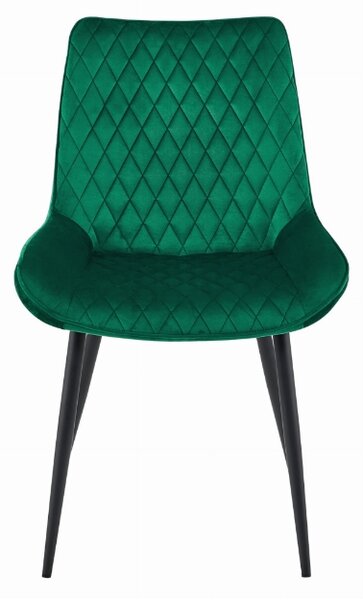Sötétzöld bársony szék VERDO fekete lábakkal