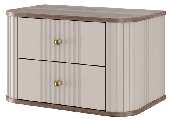 Vesper függő éjjeliszekrény készlet 56 cm - kasmír / diófa / arany fogantyúk