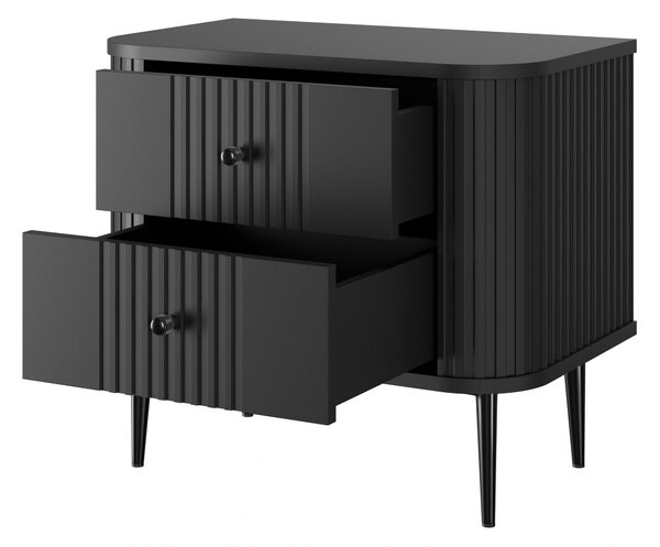 Vesper éjjeliszekrény készlet 56 cm - fekete / fekete lábak