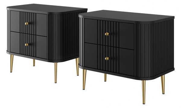 Vesper éjjeliszekrény készlet 56 cm - fekete / arany lábak