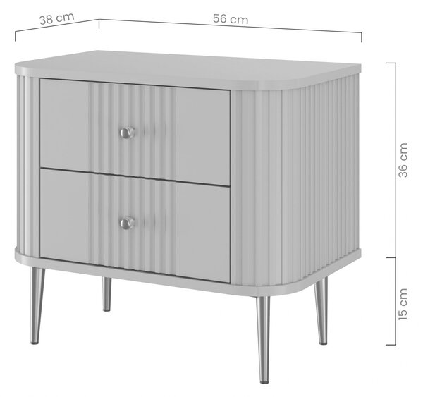 Vesper éjjeliszekrény készlet 56 cm - kasmír / dió / arany lábak