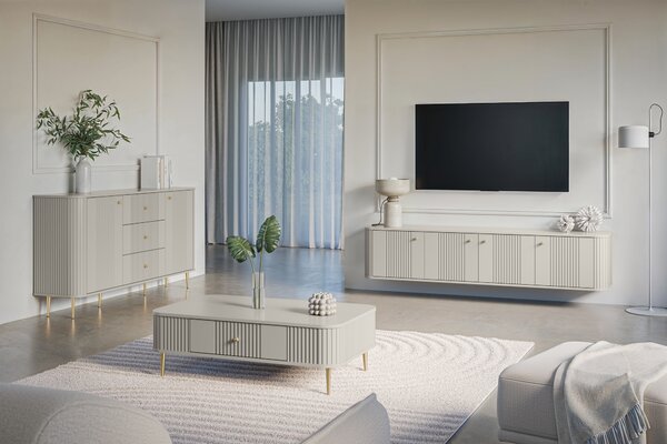 Vesper fiókos dohányzóasztal 103x60 cm - kasmír / arany lábak