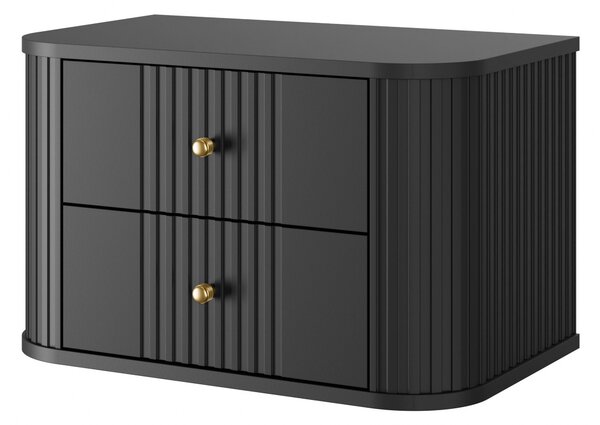 Vesper függő éjjeliszekrény készlet 56 cm - fekete / arany fogantyúk