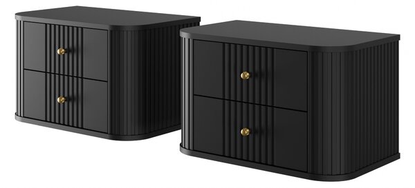 Vesper függő éjjeliszekrény készlet 56 cm - fekete / arany fogantyúk