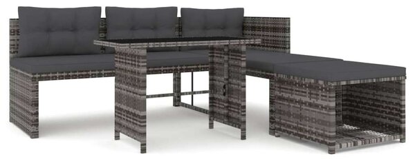 Polyrattan Kerti Étkezőgarnitúra - 4 részes - Szürke