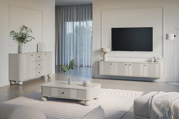 Vesper 4D fali TV szekrény 187 cm - kasmír / fekete fogantyúk