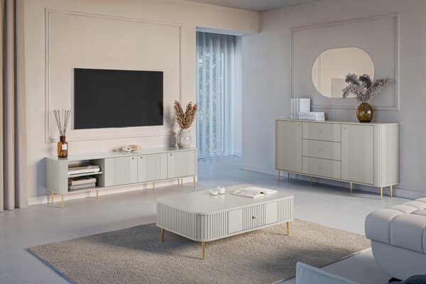 Vesper 3D TV-szekrény 187 cm - kasmír / arany színű lábak