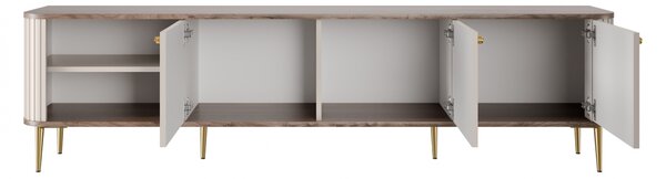 Vesper 3D TV-szekrény 187 cm - kasmír / diófa / arany színű lábak