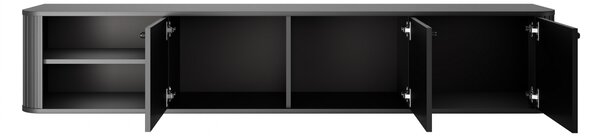 Vesper fali TV szekrény 187 cm háromajtós - fekete / fekete fogantyúkkal