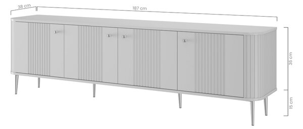 Vesper 4D TV-szekrény 187 cm - kasmír / diófa / fekete lábak