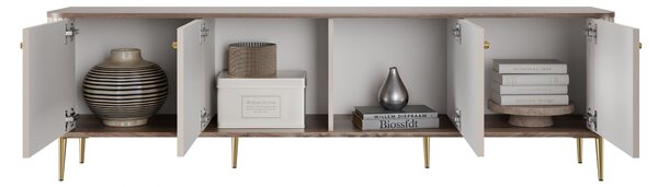 Vesper 4D TV-szekrény 187 cm - kasmír / diófa / arany lábak