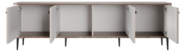 Vesper 4D TV-szekrény 187 cm - kasmír / diófa / fekete lábak
