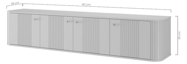 Vesper 4D függő TV-szekrény 187 cm - kasmír / arany fogantyúk