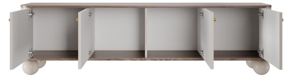 Vesper 4D TV-szekrény 187 cm - kasmír / diófa / arany fogantyúk / gömb alakú lábak