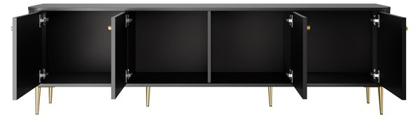Vesper 4D TV-szekrény 187 cm - fekete / arany lábak