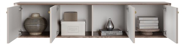 Vesper 4D függő TV-szekrény 187 cm - kasmír / diófa / arany fogantyúk