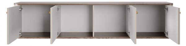 Vesper 4D függő TV-szekrény 187 cm - kasmír / diófa / arany fogantyúk