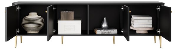 Vesper 4D TV-szekrény 187 cm - fekete / arany lábak