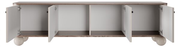 Vesper 4D TV szekrény 187 cm - kasmír / dió / fekete fogantyúk / gömb alakú lábak