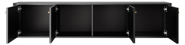 Vesper 4D függő TV-szekrény 187 cm - fekete / arany fogantyúk