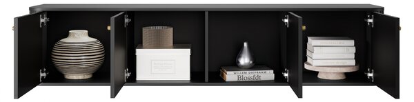 Vesper 4D függő TV-szekrény 187 cm - fekete / arany fogantyúk