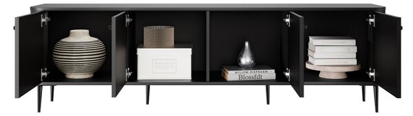 Vesper 4D TV szekrény 187 cm - fekete / fekete lábak