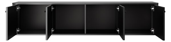 Vesper 4D fali TV szekrény 187 cm - fekete / fekete fogantyúk