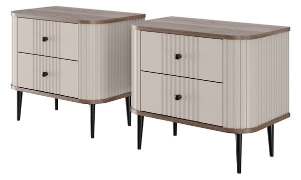 Vesper éjjeliszekrény készlet 56 cm - kasmír / diófa / fekete lábak