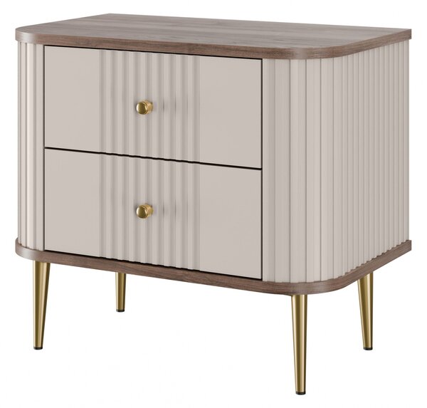 Vesper éjjeliszekrény készlet 56 cm - kasmír / dió / arany lábak
