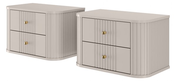 Vesper függő éjjeliszekrény készlet 56 cm - kasmír / arany fogantyúk