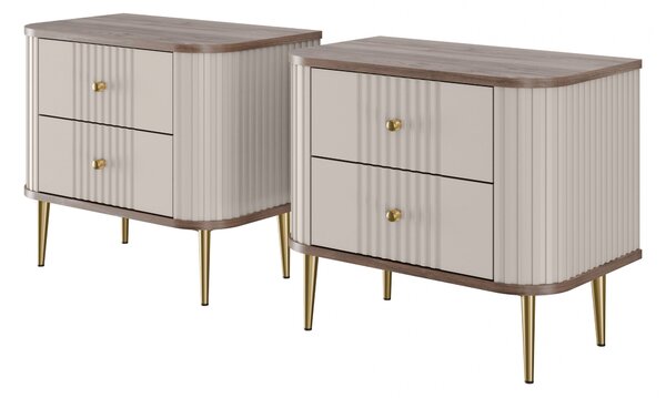 Vesper éjjeliszekrény készlet 56 cm - kasmír / dió / arany lábak