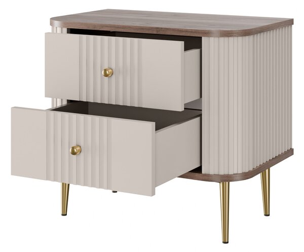 Vesper éjjeliszekrény készlet 56 cm - kasmír / dió / arany lábak