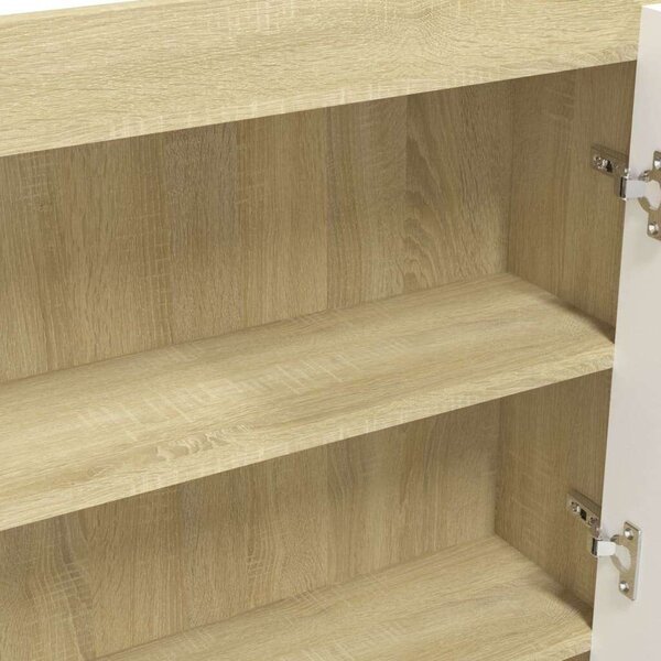 VidaXL fehér és tölgy MDF tükrös fürdőszobaszekrény 80 x 15 x 60 cm