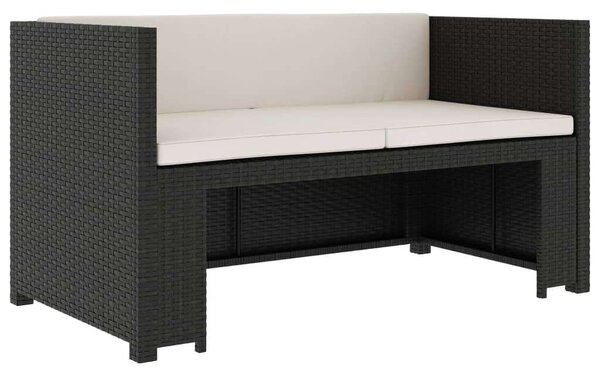 Polyrattan Kerti Ülőgarnitúra - 5 részes - Fekete