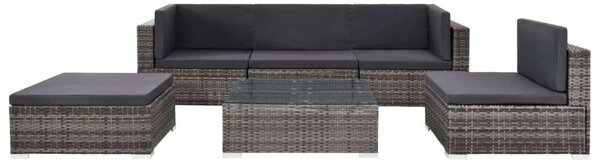 Kertbútor Szett - 6 részes Polyrattan - Szürke