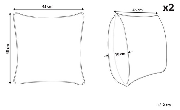 2 db díszpárna SALIZAR Pamut 45 x 45 cm Fekete Geometrikus mintás