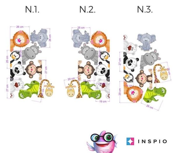 INSPIO - átragasztható textil matrica - Gyerekszoba falmatrica - Állatkert az ajtó körül