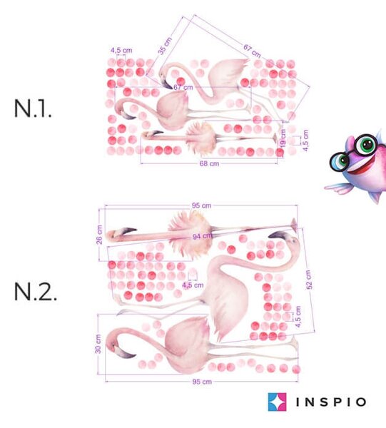 INSPIO - átragasztható textil matrica - Falmatrica - Flamingó