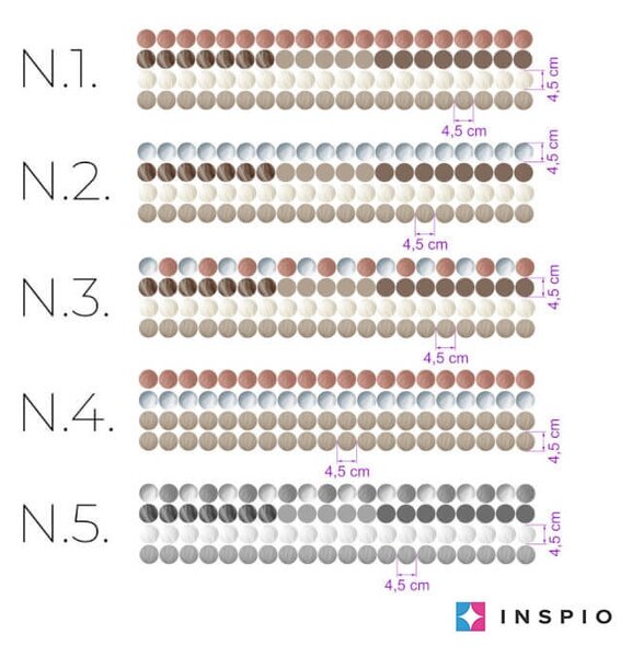 INSPIO - átragasztható textil matrica - Földszínű golyócskák, pöttyök