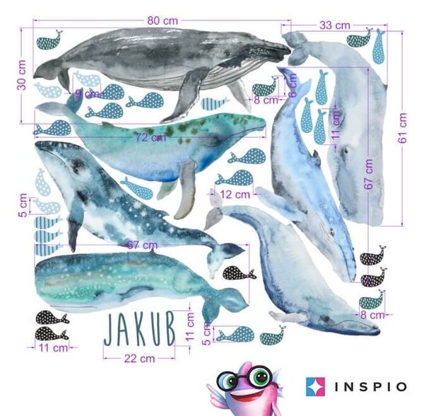 INSPIO - átragasztható textil matrica - Falmatricák a tenger élővilágáról