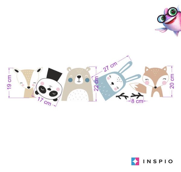 INSPIO - átragasztható textil matrica - Állatos falmatricák gyerekszobába