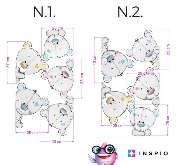 INSPIO - átragasztható textil matrica - Macis tapéták ajtó köré