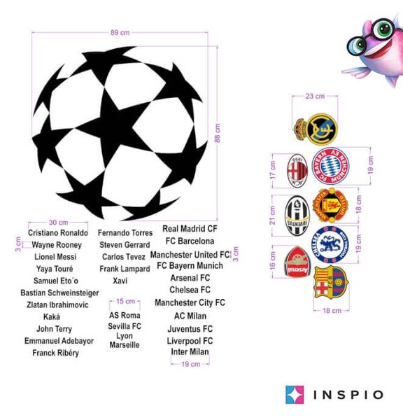 INSPIO - átragasztható textil matrica - Focis falmatrica - Futball world