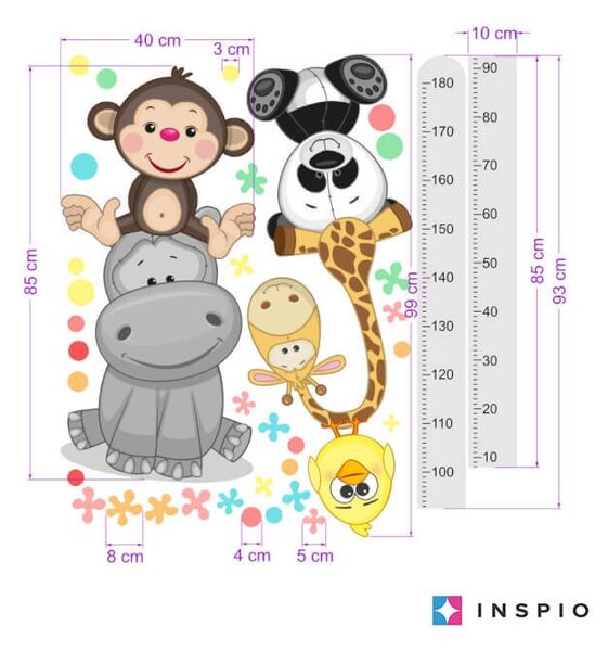 INSPIO - átragasztható textil matrica - Szürke magasságmérő