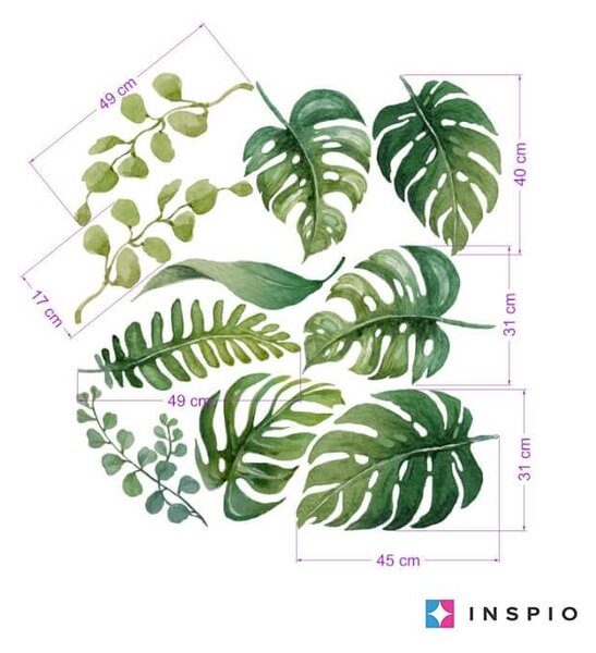 INSPIO - átragasztható textil matrica - Öntapadós tapéták falra - Trópusi levelek