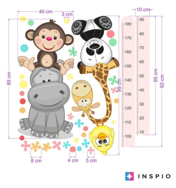 INSPIO - átragasztható textil matrica - Rózsaszín magasságmérő