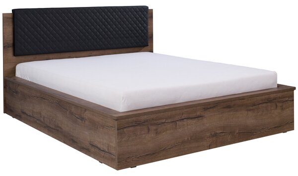 BUTORLINE Ágy 160x200 DENVI DV12 monastery tölgy / fekete steppelt